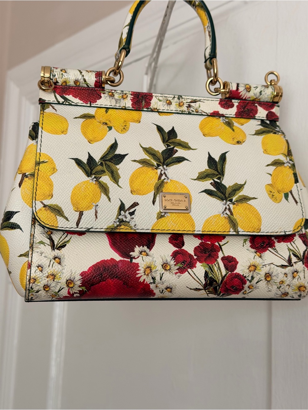 Dolce & Gabbana Lemon and Floral Sicily Top-Handle Bag - Yellow/Red/Green